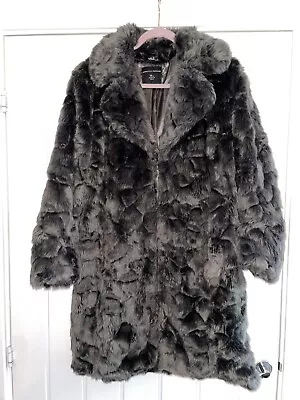 £10.99 • Buy Size 14 Grey Faux Fur Coat Dorothy Perkins Hook And Eye Fasten