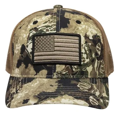 Outdoor Cap Veil Camo Whitetail/Brown USA Flag Mesh Backed Hat - USA170 • $16.93