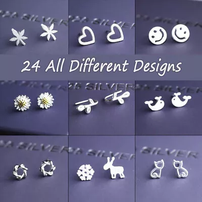 $5.29 • Buy 1 Pair Sterling Silver 925 Ear Stud Earrings Women Jewelry Star Love Flower 2023