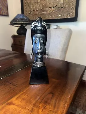 Vintage Stone Figure Silver 925 Mexico Statue Sculpture Head Art Rare Old 20th • $75