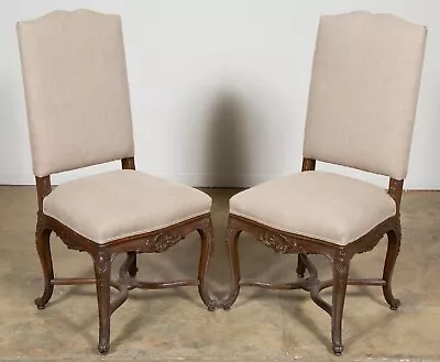 French Louis XV Style Dining Chairs | Linen Upholstry | Set Of 8 • $4900