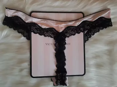 Victoria's Secret Tease High Leg Scoop Thong Panty Xl Black & Purest Pink Nwt • $18.99