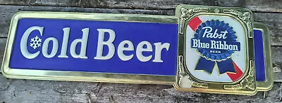 P-1842 Pabst Blue Ribbon Cold Beer Sign Large VERY RARE VINTAGE COLLECTIBLE • $69.95