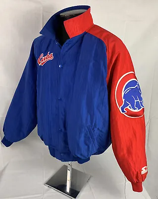 Vintage Starter Jacket Chicago Cubs MLB Baseball Team Logo Coat Mens XL 90s • $59.49