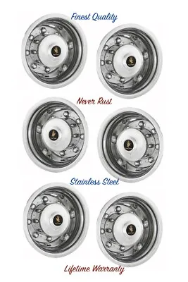$695.22 • Buy 17.5  Trailer 8 Lug Polished Stainless Steel Wheel Rim Liner Cover Hubcaps (6) ©