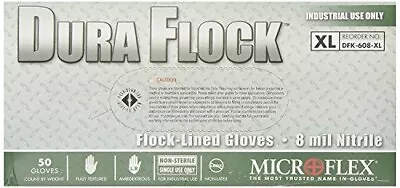 Microflex Dura Flock DFK-608 Thick 11mil Nitrile Gloves W/Flock Lining For Autom • $29.89