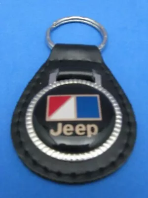 Vintage AMC Jeep Genuine Grain Leather Keyring - Key Fob Keychain -- Old Stock • $24.99