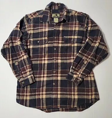 Field & Stream Cotton Heavy Flannel Long Sleeve Shirt Plaid Mens M Light Stain • $14.99