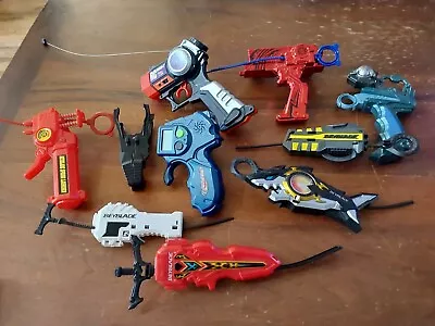 Beyblade Launcher Lot 9 Handheld Metal Masters Spring Shark Double RC Dranzer-V • $45