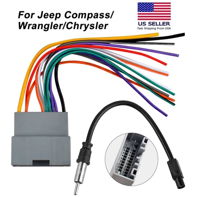$9.86 • Buy Car Radio Stereo Cable Adapter Harness Wire&Antenna For Dodge Jeep Wrangler US
