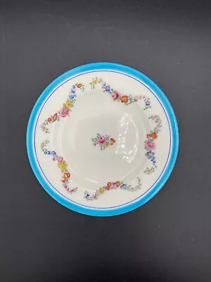 Mintons Porcelain VTG Floral Pattern Blue Rimmed Desert Plate 6.5in • $12