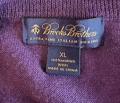 Brooks Brothers Purple Sweater Vest Mens XL Extra Fine Merino Wool • $23.76