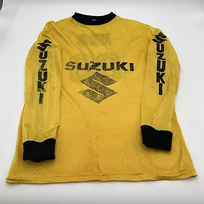 VTG 70s Men's Hot Shoe Suzuki Yellow Black Motorcross Jersey Stitched #88 Large • $74.99