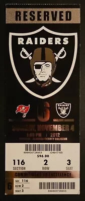 Oakland Raiders Tampa Bay Football Ticket 11/4 2012 Doug Martin Record 251 Stub • $13.75