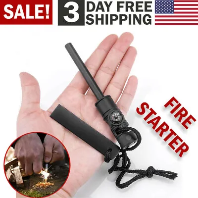 $6.99 • Buy 2x Fire Starter Flint Steel Striker Survival Kit Ferro Rod Camping Outdoor Tool