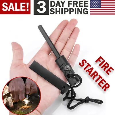 2x Fire Starter Flint Steel Striker Survival Kit Ferro Rod Camping Outdoor Tool • $6.99