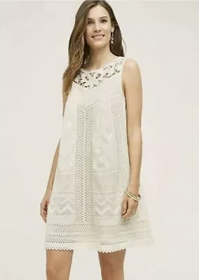 Anthropologie Cottonwood Swing Tunic Dress By Vanessa Virginia Ivory Size 6 $198 • £43.79