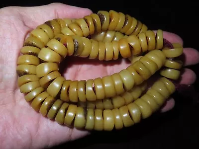 Buddhist 108 Solid Button Shaped Yak Bone Mala Prayer Rosary Beads (b12) • $130.50