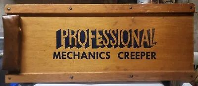 Vintage Professional Mechanics Creeper Wood Leather Headrest Automotive 15 X 36 • $59.99