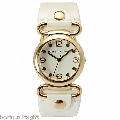 New Marc Jacobs Molly Gold Tonewhite Leather Band Watch Mbm1095 • $168.74