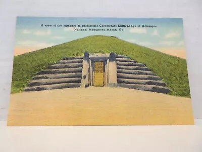 Vintage Postcard Ceremonial Earth Lodge Ocmulgee National Monument Macon GA • $5.99