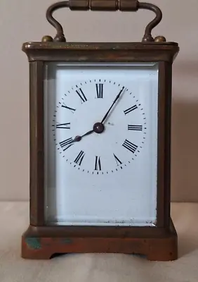 19th Century Miniature Brass 8-Day Carriage Clock W/original Key Not Working • $140