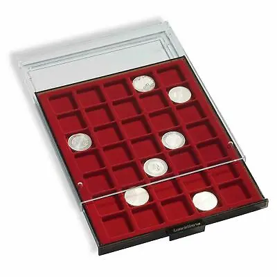 Coin Storage Boxes Drawers Square Slabs XL Red Velvet Quadrum Stackable • £19.99