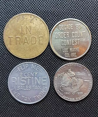 Vintage Lot Of 4 Tokens PONY EXPRESS TAX TWINS IN TRADE ORDER COUNT CONTEST • £3.95