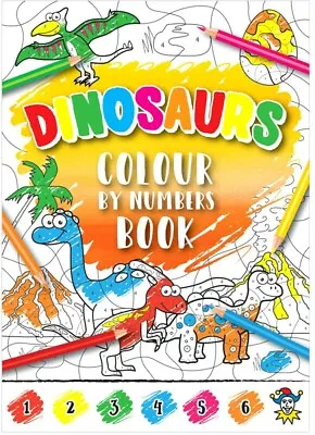 2 DINOSAURS COLOUR BY NUMBERS BOOKS - Girls Boys - COLOURING - BRAND NEW • £2.60