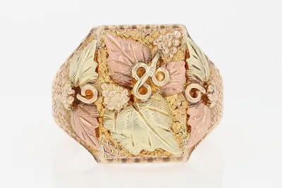 Black Hills Gold Leaves And Grapes Statement Ring 10K Multi-Tone Gold Size 11 • $472.99