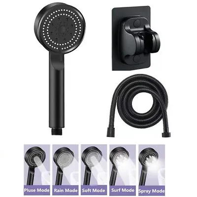 5 Modes Handheld Shower Head Set High Pressure Shower Head With Hose Brackets • £7.79