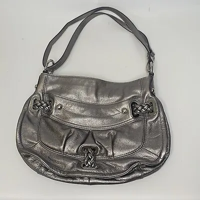 B. Makowsky Metallic Silver Carry-all Tote Hobo Shoulder Bag Purse • $35