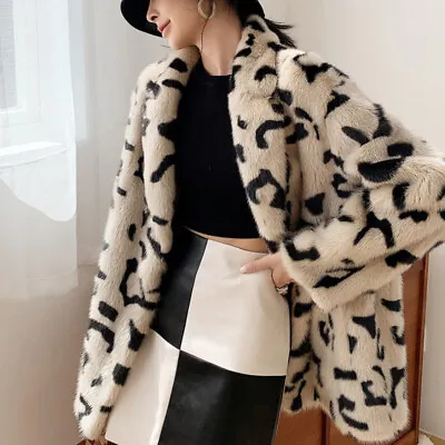 Fur Coat Women Leopard Printed Mink Fur Fashion Mid-length Korean Winter Jackets • $183.60
