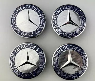 4x 75mm  DARK Blue Mercedes Benz Alloy Wheel Centre Caps 75mm Badges Hub Emblem • $37.99