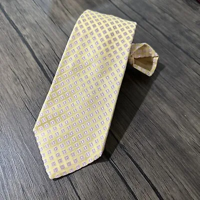 KITON Men's Sevenfold Silk Tie Geometric ITALY 7-Fold Necktie Yellow Pink • $69