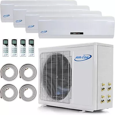 42000 Btu 21 SEER Ductless Multi Zone Mini Split Heat Pump 9000 X 4  Quad AC • $4298