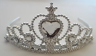 £4.99 • Buy NEW Plastic Silver Childrens Clear Stone Tiara Hair Accessory Bling Party Prom 