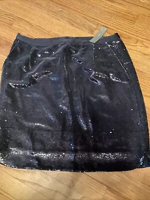 J. CREW Black Sequin Mini Skirt Women's 6T Pockets New With Tag • $10.99