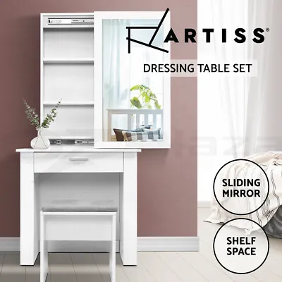 $130.95 • Buy Artiss Dressing Table Stool Set Slide Makeup Mirror Jewellery Cabinet White