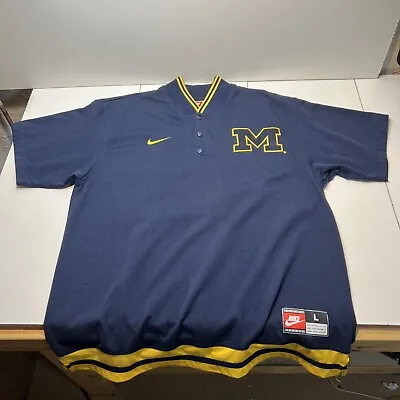 Michigan Wolverines Nike 1/4 Button Shirt Pullover Mens L Blue Vintage 90s • $29.99