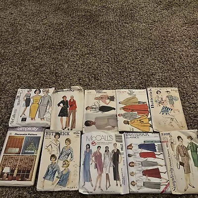LOT OF 10 VINTAGE SEWING PATTERNS - Simplicity Vogue McCall’s Butterick • $12