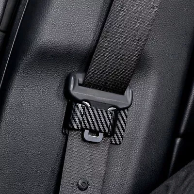 1x Black Carbon Fiber Car Seat Belt Stabilizer Limiter Auto Interior Accessories • $7.85