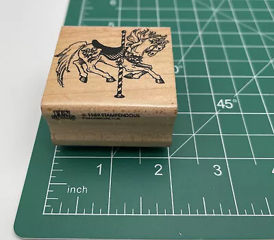 1989 Stampendous  D55 Carousel Horse Wood Mounted Rubber Stamp #6053 • $5.95