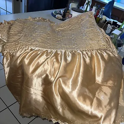 Vintage-Gold Satin Twin Bedspread W/matching Pillow Case Cover- • $329