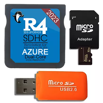 R4 Azure Nintendo DS Flash Cart + 32gb Card Pre-formatted *PLUG AND PLAY* • $29.95