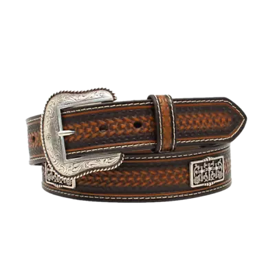 Nocona Men's Embossed 3 Cross Concho Brown Western Belt N210002502 • $39.97