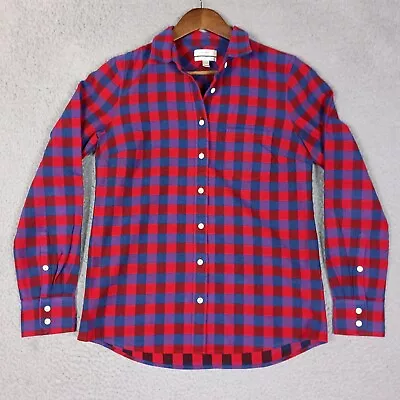 J.Crew Boy Shirt Women's 6 Red Checkered Long Sleeve Collared Button-Up Preppy • $19.99