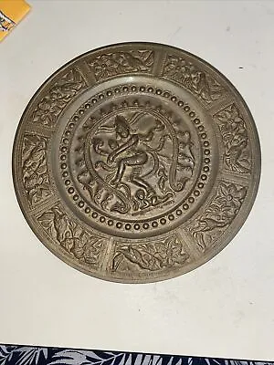 Vintage Buddhist Dancing Shiva  High Relief Brass Plate India 7.5” • $23