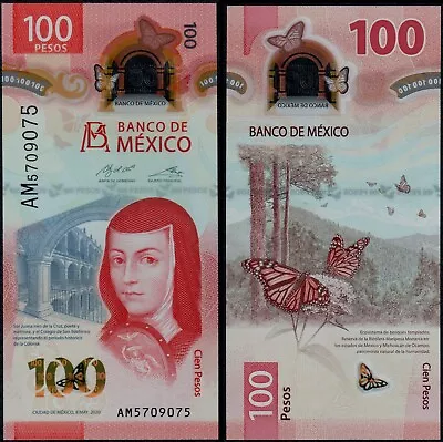 Mexico 100 Pesos (p New) 2020 Different Signature Polymer Unc • £8.40