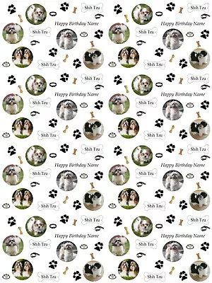 £3.99 • Buy Shih Tzu Dog Personalised Birthday Gift Wrapping Paper 4 Designs ADD NAME